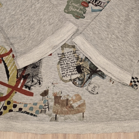 INOAH Cowl Neck Career Art Sweatshirt Size Medium 3/4 Bell Sleeve Grey. - Picture 6 of 10